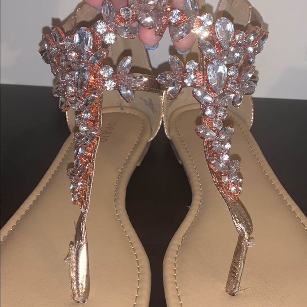 Rose gold rhinestone sandals